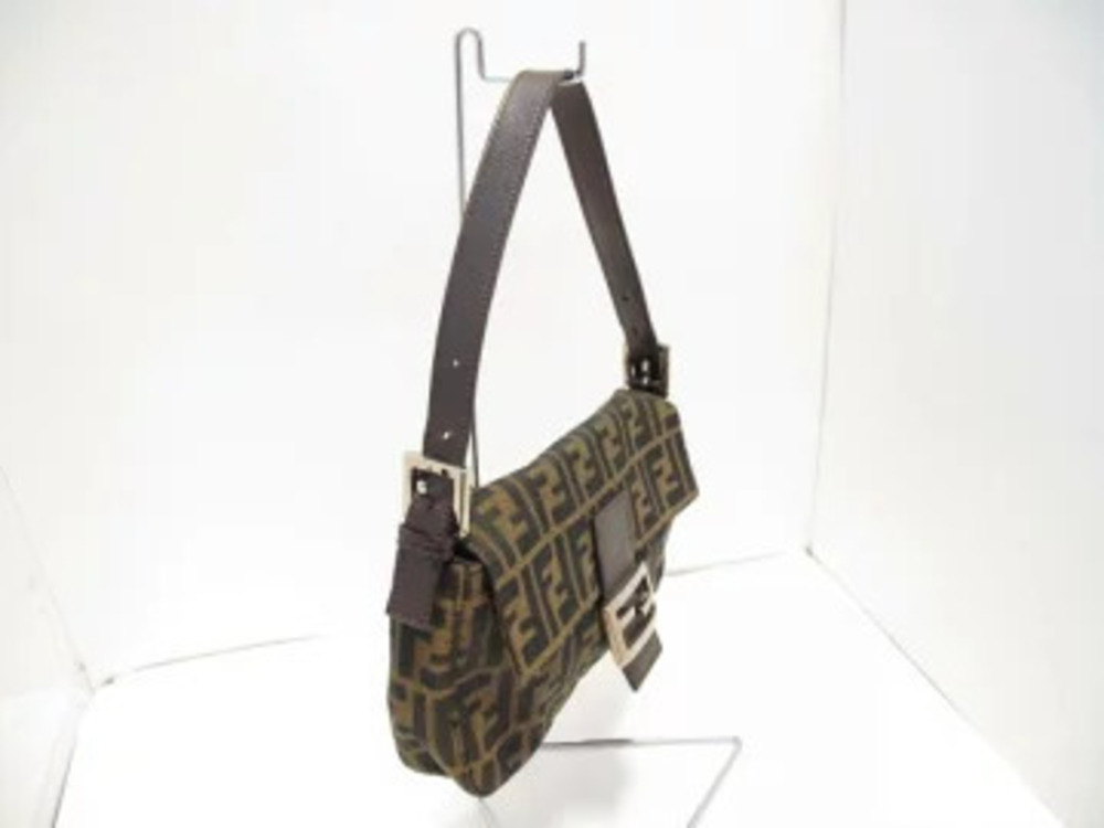 Fendi Mamma Bucket Handbag Brown Black Dark Jacquard Leather